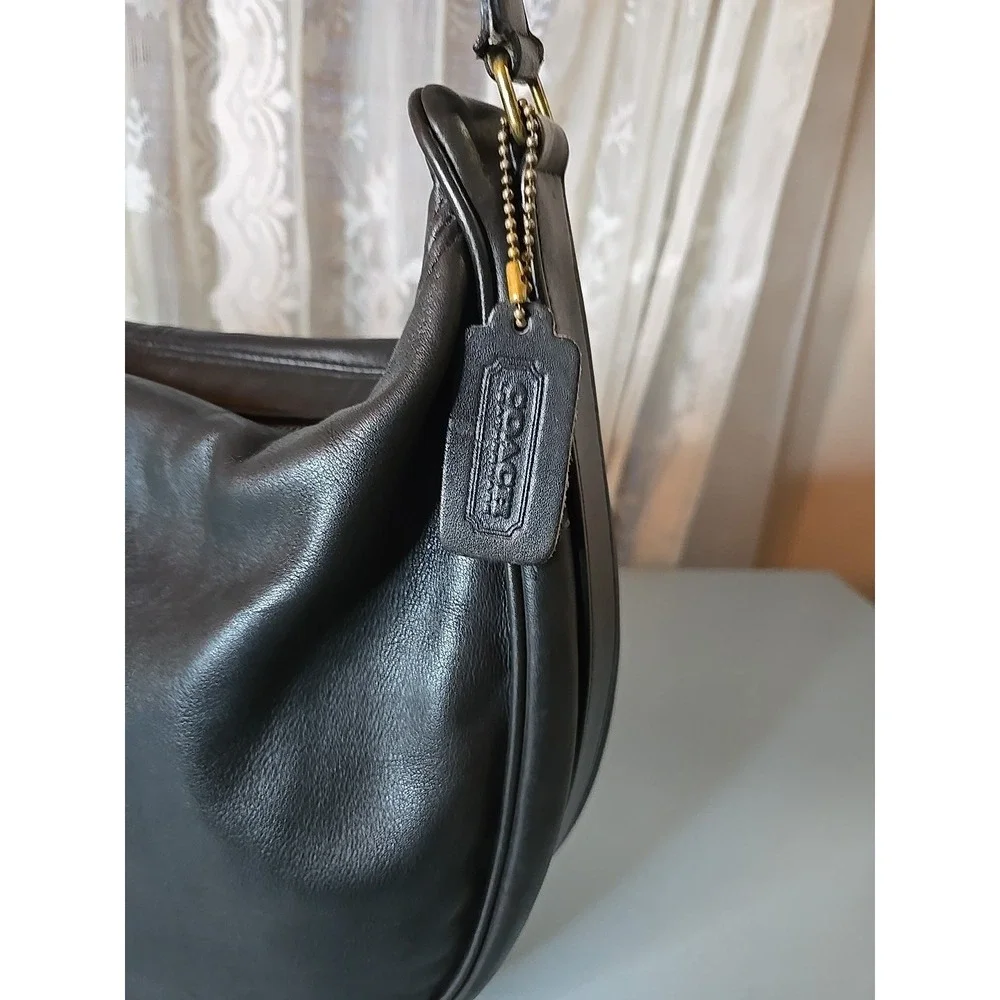 Vintage Coach Black Crossbody Pre94 4017 Light Hobo Leather Bag Large Zip (s2)